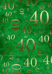 Dark Green Gold 40 Birthday A4 Backing Paper