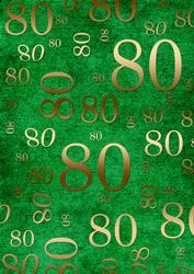 Dark Green Gold 80 Birthday A4 Backing Paper