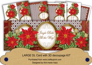 Red Poinsettia Jingle Bells Large Dl Card Kit