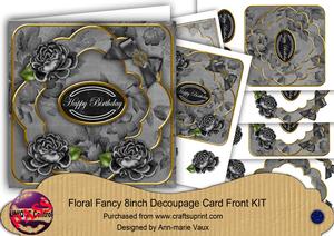 Black Rose Happy Birthday Fancy 8in Decoupage Cf Kit