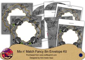 Black Roses Floral Fancy 8in Envelope Kit