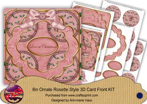 Red Holly Love at Christmas 3D Rosette 8in Cf Kit