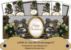 Christmas Night Happy Christmas Large Dl Decoupage Card Kit