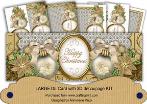 Cream Village Happy Christmas Large Dl Decoupage Card Kit