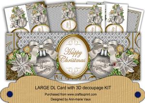 Snow Bridge Happy Christmas Large Dl Decoupage Card Kit