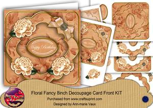 Peach Rose Happy Birthday Fancy 8in Decoupage Cf Kit