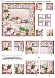 Pink Snow Church Poinsettia 5in Quad Corner Stacker