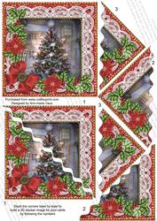 My Tree Red Poinsettia 5in Triangle Wavy Corner Stacker