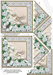 Ice Church Poinsettia 5in Triangle Wavy Corner Stacker