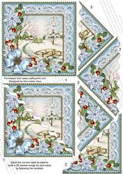Pretty Snowscene Poinsettia 5in Triangle Wavy Corner Stacker
