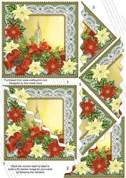 Single Candle Poinsettia 5in Triangle Wavy Corner Stacker