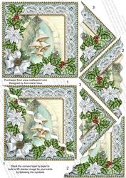 Snow Bells Poinsettia 5in Triangle Wavy Corner Stacker