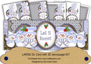 Blue Snowman Let It Snow! Large Dl Card Kit