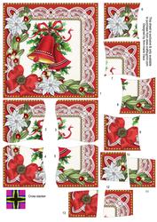 Christmas Bells Red Poinsettia 5in Cross Stacker