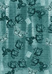Dusky Teal Painted Rose Butterfly A4 Backing Paper
