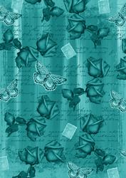 Teal Painted Rose Butterfly A4 Backing Paper