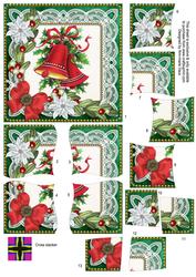 Christmas Bells Green Poinsettia 5in Cross Stacker