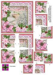 Pink Snow Tree Poinsettia 5in Cross Stacker