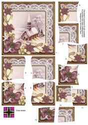 Church Lights on Plum Poinsettia 5in Cross Stacker