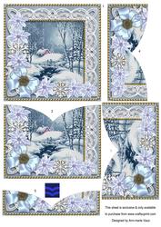 Blue Winter Walk Poinsettia 5in V Bottom Stacker