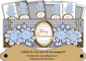 Blue Snowflake Merry Christmas Large Dl Card Kit