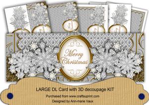 Silver Snowflake Merry Christmas Large Dl Card Kit