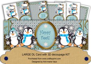 Blue Penguins Happy Feet Large Dl Card Kit