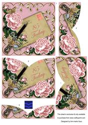 Pink Roses 85 Today Postcard 5in V Bottom Stacker