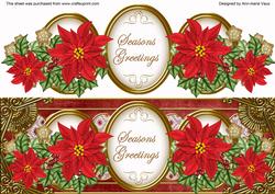 Red Poinsettias Seasons Greetings Large Dl Decoupage Topper