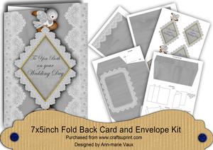 Silver Birds Wedding Fold Back Lace Card and Envelope Kit