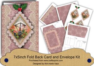 Dpink Lantern Fold Back Lace Card and Envelope Kit