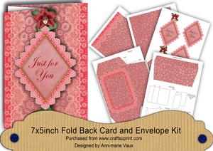 Red Orchid for You Fold Back Lace Card and Envelope Kit