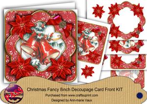 Christmas Bells Red Christmas Fancy 8in Decoupage Cf Kit