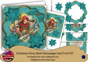 Carol Singers Teal Christmas Fancy 8in Decoupage Cf Kit