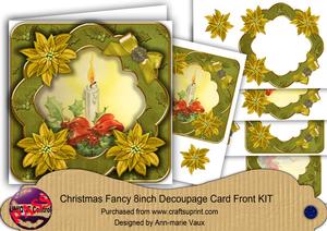 Single Candle Olive Christmas Fancy 8in Decoupage Cf Kit