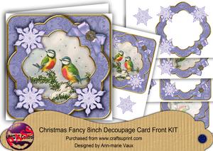 Blue Tits Flake Christmas Fancy 8in Decoupage Cf Kit