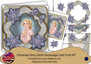 Preying Angel Blue Christmas Fancy 8in Decoupage Cf Kit