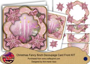 Pink Candle Trio Christmas Fancy 8in Decoupage Cf Kit