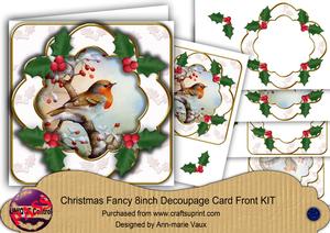 Robin Embossed Holly Fancy Picture 8in Decoupage Cf Kit