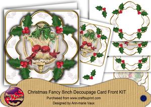 Christmas Lovebirds Holly Fancy Picture 8in Decoupage Cf Kit