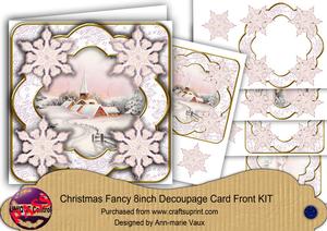Pink Church Snowflake Fancy Picture 8in Decoupage Cf Kit