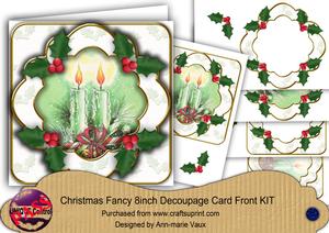 Candle Duo Holly Fancy Picture 8in Decoupage Cf Kit