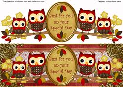 Red Owls Special Day Large Dl Decoupage Topper