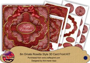 Dark Red Snowflake Happy Christmas 3D Rosette 8in Cf Kit