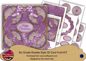 Lilac Snowflake Happy Christmas 3D Rosette 8in Cf Kit