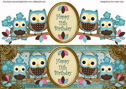 Blue Owls 11th Birthday Large Dl Decoupage Step by Step