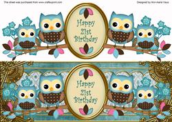 Blue Owls 21st Birthday Large Dl Decoupage Step by Step