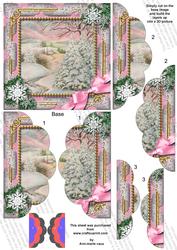Christmas Stream Pink Snow 5in Scalloped Side Stacker