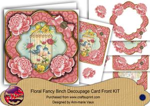 Lovebirds Pink Roses Picture 8in Decoupage Cf Kit