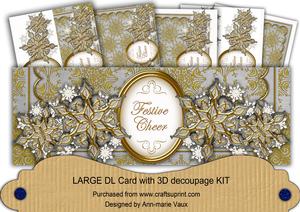 Silver Gold Flake Festive Cheer Large Dl Card Kit